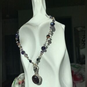925 Purple and Silver Pendant Necklace